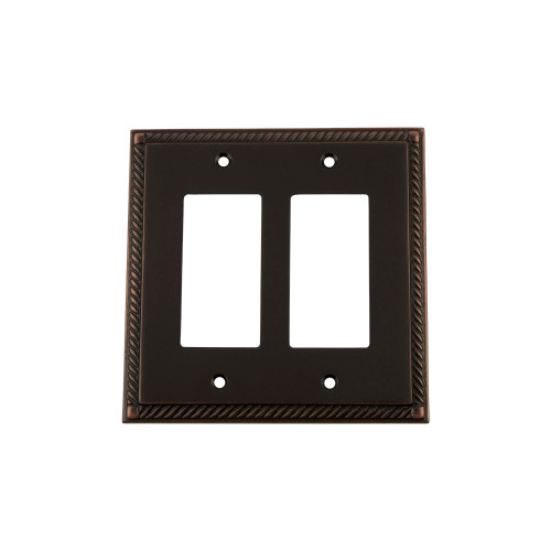 Nostalgic Warehouse - Rope Switch Plate with Double Rocker in Timeless Bronze - ROPSWPLTR2 - 719678
