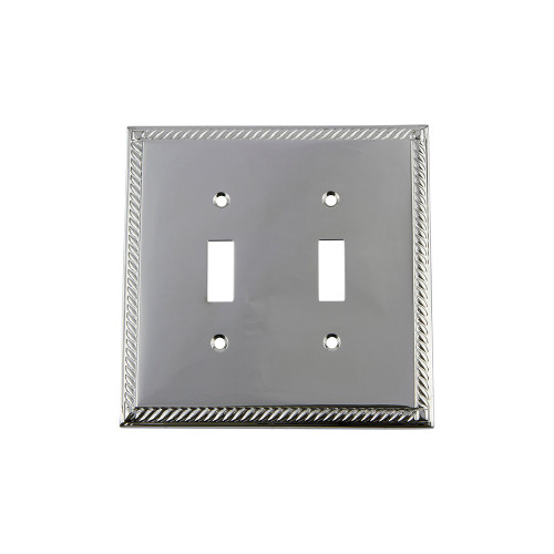 Nostalgic Warehouse - Rope Switch Plate with Double Toggle in Bright Chrome - ROPSWPLTT2 - 719891