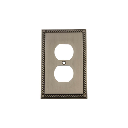 Nostalgic Warehouse - Rope Switch Plate with Outlet in Antique Pewter - ROPSWPLTD - 719824