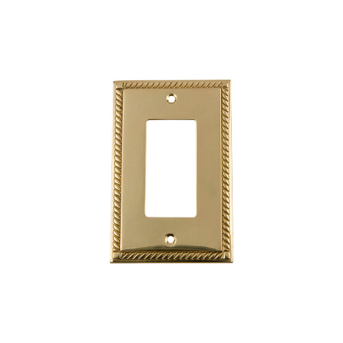 Nostalgic Warehouse - Rope Switch Plate with Single Rocker in Unlacquered Brass - ROPSWPLTR1 - 720109