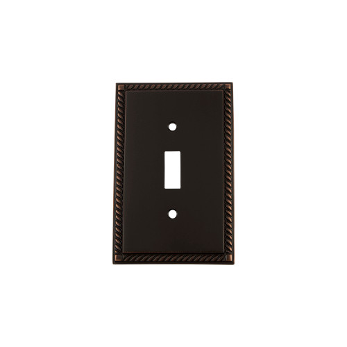 Nostalgic Warehouse - Rope Switch Plate with Single Toggle in Timeless Bronze - ROPSWPLTT1 - 719674