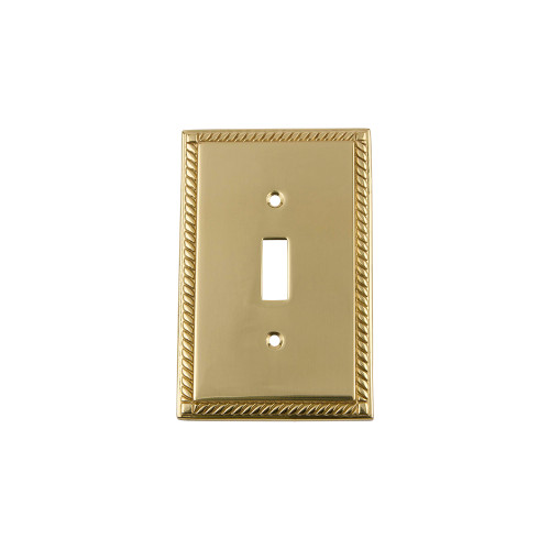 Nostalgic Warehouse - Rope Switch Plate with Single Toggle in Unlacquered Brass - ROPSWPLTT1 - 720106