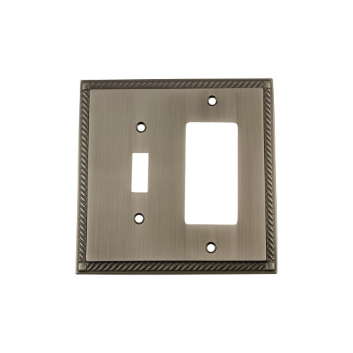 Nostalgic Warehouse - Rope Switch Plate with Toggle and Rocker in Antique Pewter - ROPSWPLTTR - 719826