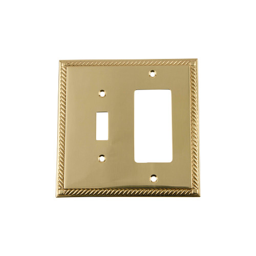 Nostalgic Warehouse - Rope Switch Plate with Toggle and Rocker in Polished Brass - ROPSWPLTTR - 719970