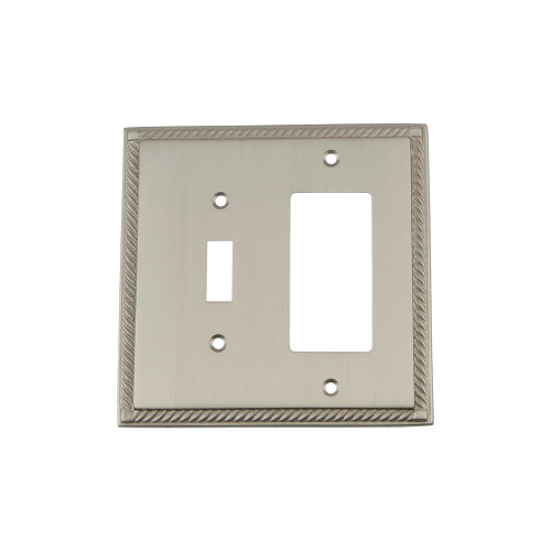 Nostalgic Warehouse - Rope Switch Plate with Toggle and Rocker in Satin Nickel - ROPSWPLTTR - 720042