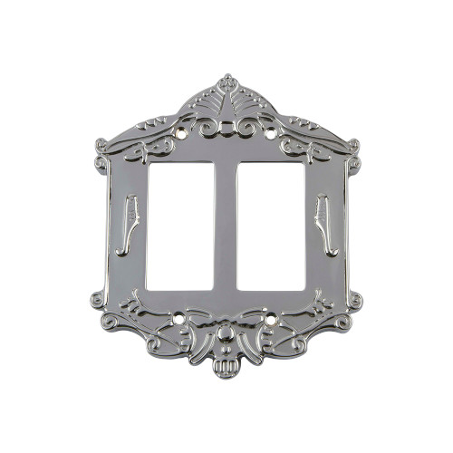 Nostalgic Warehouse - Victorian Switch Plate with Double Rocker in Bright Chrome - VICSWPLTR2 - 719870