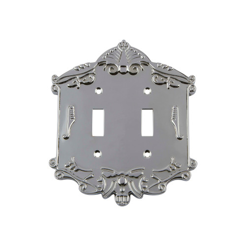 Nostalgic Warehouse - Victorian Switch Plate with Double Toggle in Bright Chrome - VICSWPLTT2 - 719867