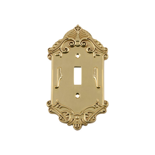 Nostalgic Warehouse - Victorian Switch Plate with Single Toggle in Polished Brass - VICSWPLTT1 - 719938