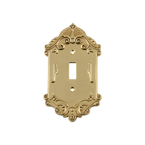 Nostalgic Warehouse - Victorian Switch Plate with Single Toggle in Unlacquered Brass - VICSWPLTT1 - 720082