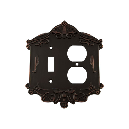 Nostalgic Warehouse - Victorian Switch Plate with Toggle and Outlet in Timeless Bronze - VICSWPLTTD - 719659