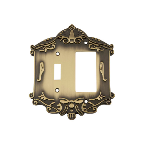 Nostalgic Warehouse - Victorian Switch Plate with Toggle and Rocker in Antique Brass - VICSWPLTTR - 719730