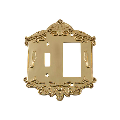 Nostalgic Warehouse - Victorian Switch Plate with Toggle and Rocker in Unlacquered Brass - VICSWPLTTR - 720090