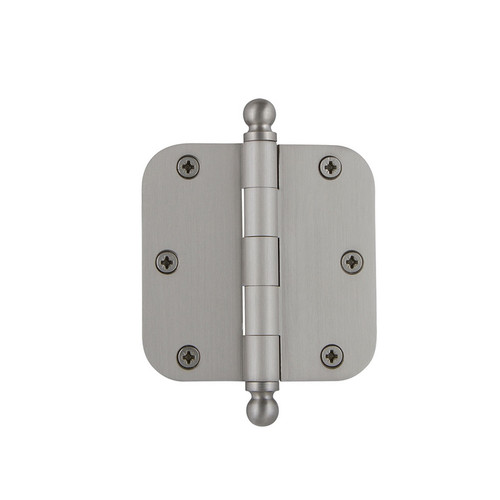 Nostalgic Warehouse - 3.5" Ball Tip Residential Hinge with 5/8" Radius Corners in Satin Nickel - BALHNG - 728355