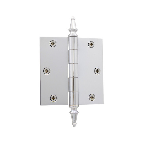 Nostalgic Warehouse - 3.5" Steeple Tip Residential Hinge with Square Corners in Bright Chrome - STEHNG - 746078
