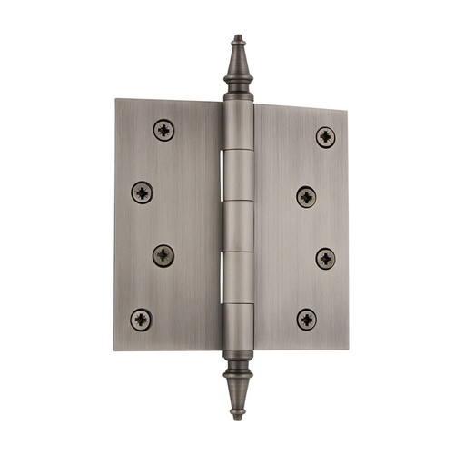 Nostalgic Warehouse - 4" Steeple Tip Residential Hinge with Square Corners in Antique Pewter - STEHNG - 746091