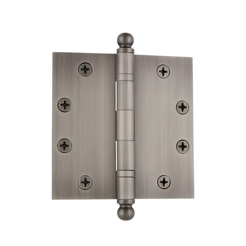 Nostalgic Warehouse - 4.5" Ball Tip Heavy Duty Hinge with Square Corners in Antique Pewter - BALHNG - 728376