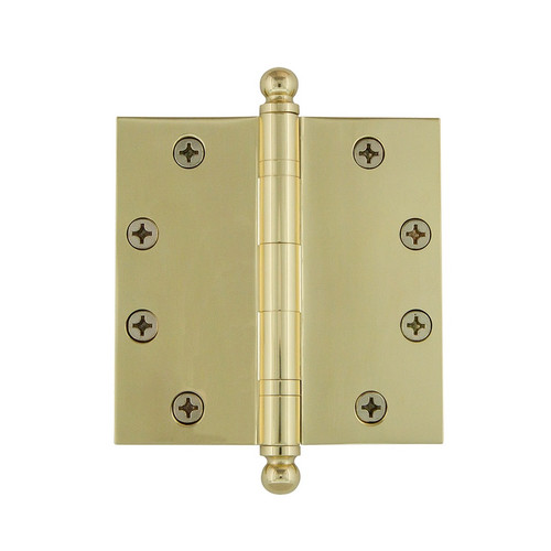 Nostalgic Warehouse - 4.5" Ball Tip Heavy Duty Hinge with Square Corners in Polished Brass - BALHNG - 728378