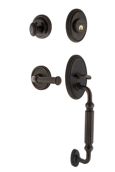 Grandeur Hardware - Georgetown Plate F Grip Entry Set Georgetown Lever in Timeless Bronze - GEOGEO - 833029