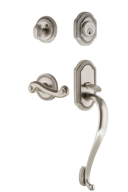 Grandeur Hardware - Newport Plate S Grip Entry Set Newport Lever in Satin Nickel - NEWNEW - 833115