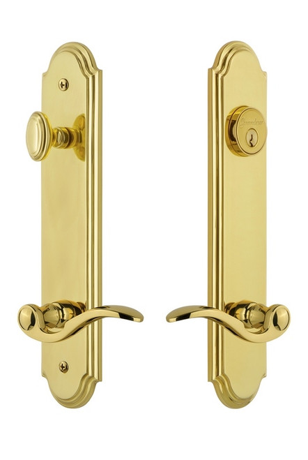 Grandeur Hardware - Hardware Arc Tall Plate Complete Entry Set with Bellagio Lever in Lifetime Brass - ARCBEL - 841021