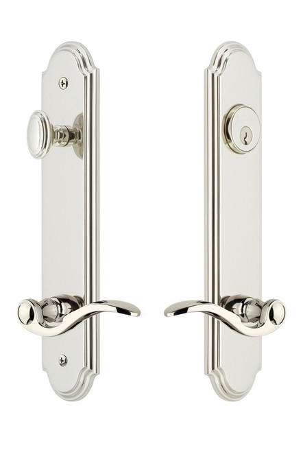 Grandeur Hardware - Hardware Arc Tall Plate Complete Entry Set with Bellagio Lever in Polished Nickel - ARCBEL - 841033