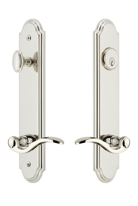 Grandeur Hardware - Hardware Arc Tall Plate Complete Entry Set with Bellagio Lever in Polished Nickel - ARCBEL - 841034