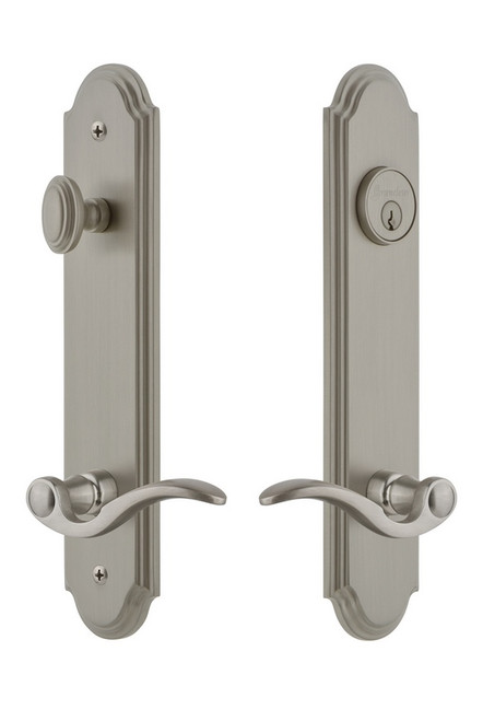 Grandeur Hardware - Hardware Arc Tall Plate Complete Entry Set with Bellagio Lever in Satin Nickel - ARCBEL - 841043