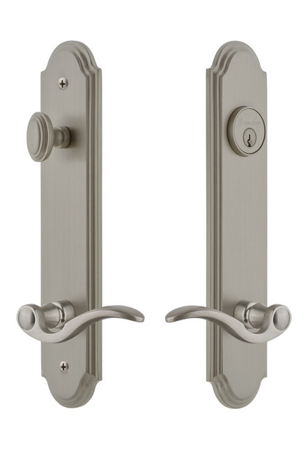 Grandeur Hardware - Hardware Arc Tall Plate Complete Entry Set with Bellagio Lever in Satin Nickel - ARCBEL - 841047