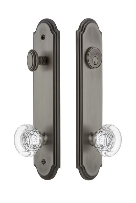 Grandeur Hardware - Hardware Arc Tall Plate Complete Entry Set with Bordeaux Knob in Antique Pewter - ARCBOR - 839374