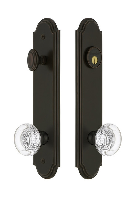 Grandeur Hardware - Hardware Arc Tall Plate Complete Entry Set with Bordeaux Knob in Timeless Bronze - ARCBOR - 839398