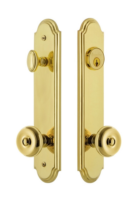 Grandeur Hardware - Hardware Arc Tall Plate Complete Entry Set with Bouton Knob in Lifetime Brass - ARCBOU - 839415