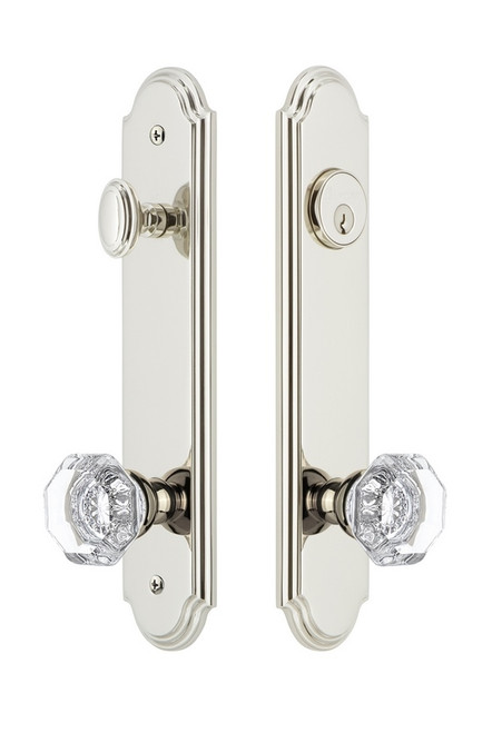 Grandeur Hardware - Hardware Arc Tall Plate Complete Entry Set with Chambord Knob in Polished Nickel - ARCCHM - 839486