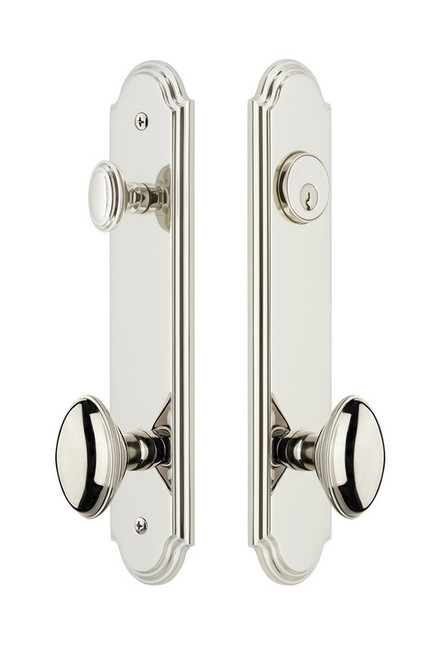 Grandeur Hardware - Hardware Arc Tall Plate Complete Entry Set with Eden Prairie Knob in Polished Nickel - ARCEDN - 839551