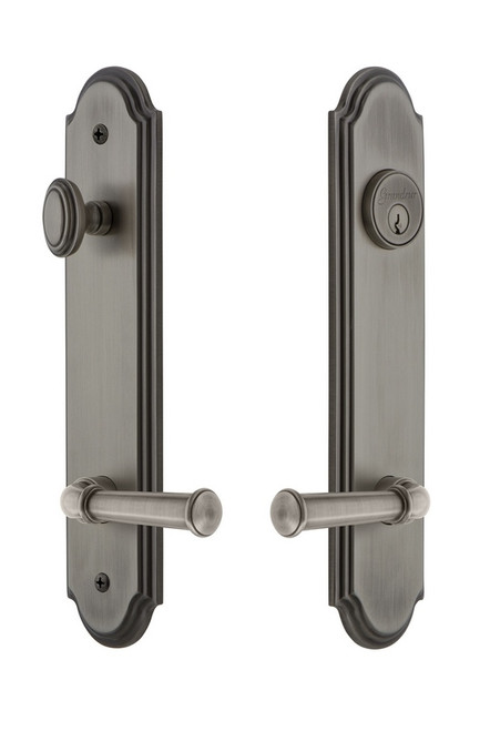 Grandeur Hardware - Hardware Arc Tall Plate Complete Entry Set with Georgetown Lever in Antique Pewter - ARCGEO - 841065
