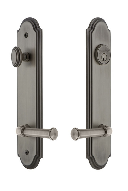 Grandeur Hardware - Hardware Arc Tall Plate Complete Entry Set with Georgetown Lever in Antique Pewter - ARCGEO - 841066