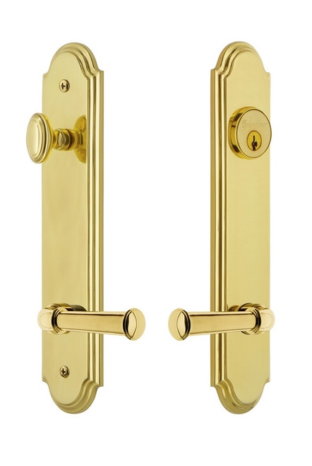 Grandeur Hardware - Hardware Arc Tall Plate Complete Entry Set with Georgetown Lever in Lifetime Brass - ARCGEO - 841086