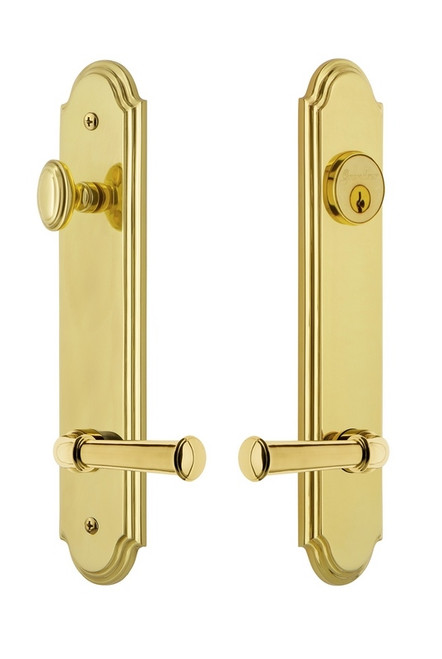 Grandeur Hardware - Hardware Arc Tall Plate Complete Entry Set with Georgetown Lever in Lifetime Brass - ARCGEO - 841087