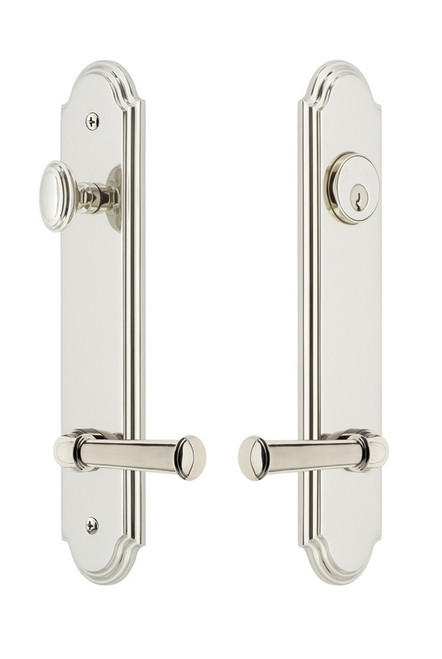 Grandeur Hardware - Hardware Arc Tall Plate Complete Entry Set with Georgetown Lever in Polished Nickel - ARCGEO - 841100