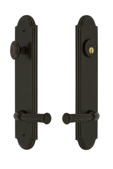 Grandeur Hardware - Hardware Arc Tall Plate Complete Entry Set with Georgetown Lever in Timeless Bronze - ARCGEO - 841113