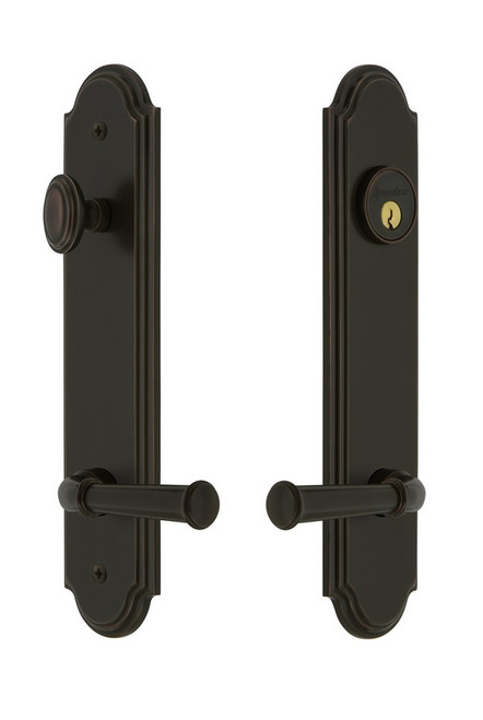 Grandeur Hardware - Hardware Arc Tall Plate Complete Entry Set with Georgetown Lever in Timeless Bronze - ARCGEO - 841117