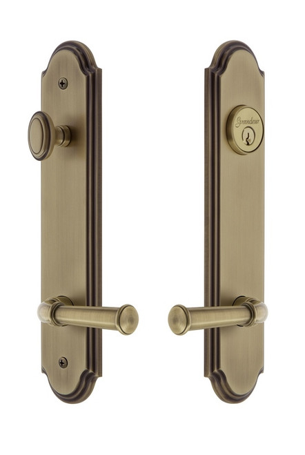 Grandeur Hardware - Hardware Arc Tall Plate Complete Entry Set with Georgetown Lever in Vintage Brass - ARCGEO - 841123