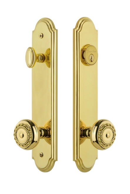 Grandeur Hardware - Hardware Arc Tall Plate Complete Entry Set with Parthenon Knob in Lifetime Brass - ARCPAR - 839704