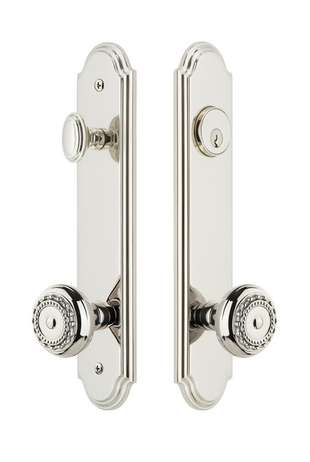 Grandeur Hardware - Hardware Arc Tall Plate Complete Entry Set with Parthenon Knob in Polished Nickel - ARCPAR - 839711