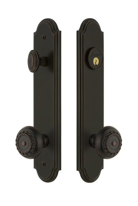 Grandeur Hardware - Hardware Arc Tall Plate Complete Entry Set with Parthenon Knob in Timeless Bronze - ARCPAR - 839717