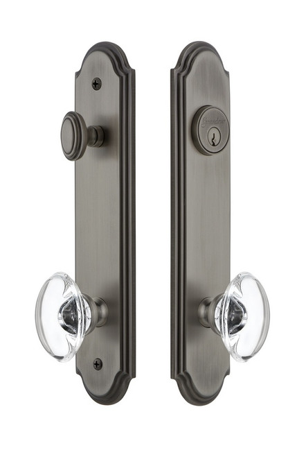 Grandeur Hardware - Hardware Arc Tall Plate Complete Entry Set with Provence Knob in Antique Pewter - ARCPRO - 839725