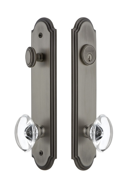 Grandeur Hardware - Hardware Arc Tall Plate Complete Entry Set with Provence Knob in Antique Pewter - ARCPRO - 839727