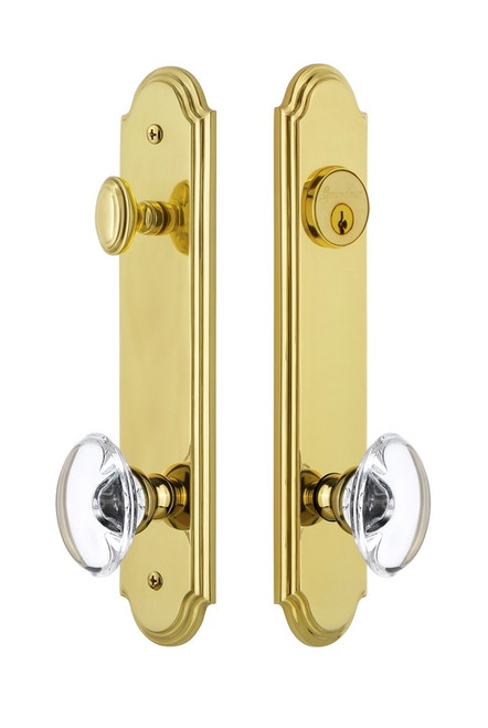 Grandeur Hardware - Hardware Arc Tall Plate Complete Entry Set with Provence Knob in Lifetime Brass - ARCPRO - 839736