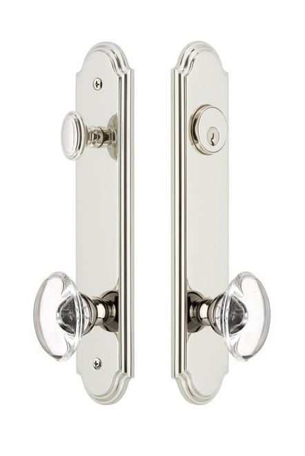 Grandeur Hardware - Hardware Arc Tall Plate Complete Entry Set with Provence Knob in Polished Nickel - ARCPRO - 839741