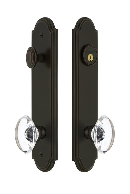 Grandeur Hardware - Hardware Arc Tall Plate Complete Entry Set with Provence Knob in Timeless Bronze - ARCPRO - 839749