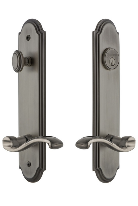 Grandeur Hardware - Hardware Arc Tall Plate Complete Entry Set with Portofino Lever in Antique Pewter - ARCPRT - 841193